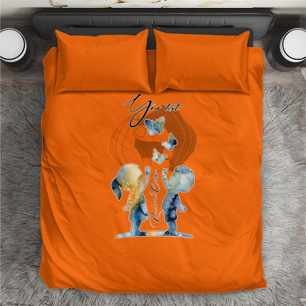Personalized Orange Shirt Day Bedding Set Watercolor Handprint Butterfly