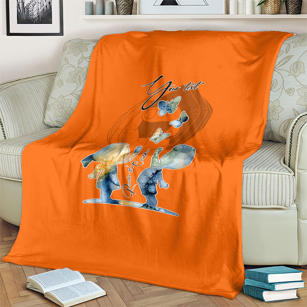 Personalized Orange Shirt Day Blanket Watercolor Handprint Butterfly
