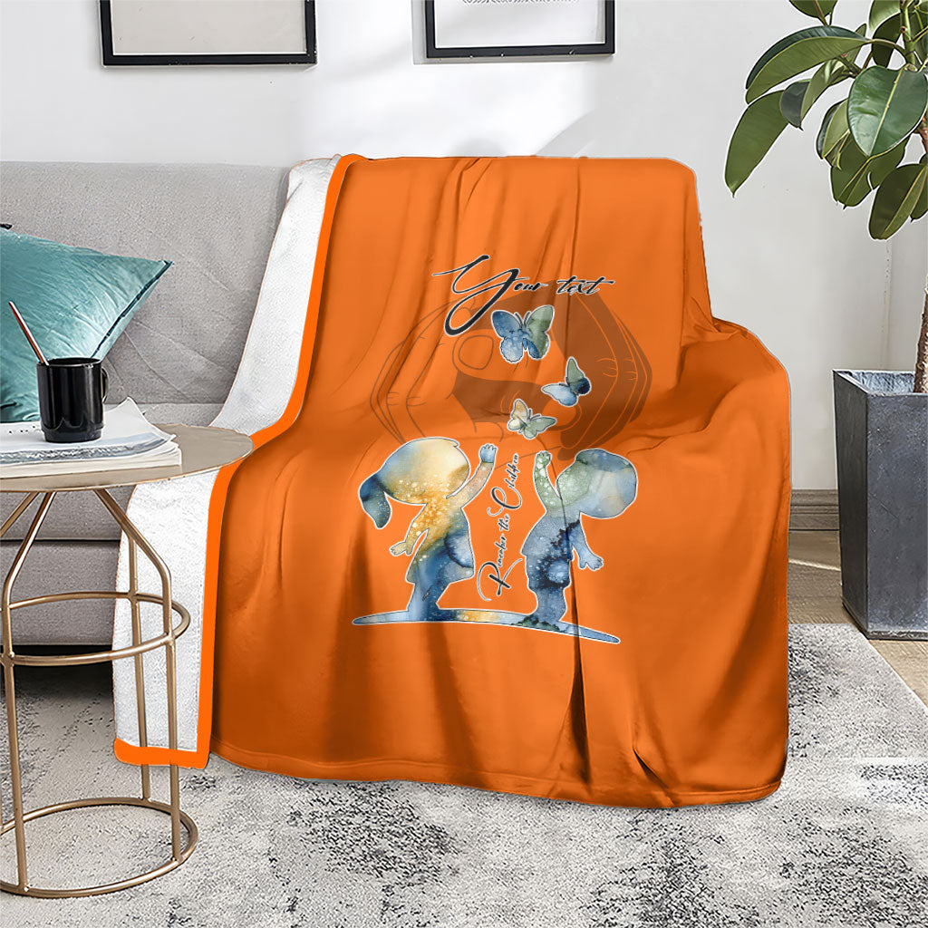 Personalized Orange Shirt Day Blanket Watercolor Handprint Butterfly