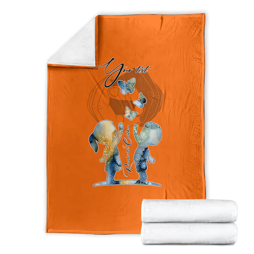 Personalized Orange Shirt Day Blanket Watercolor Handprint Butterfly