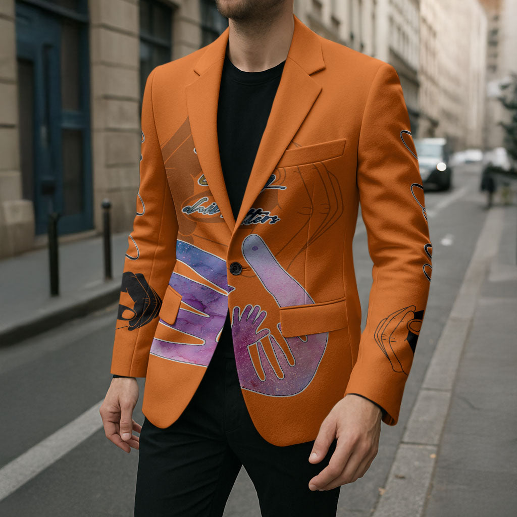 Personalized Orange Shirt Day Blazer Watercolor Handprint Butterfly