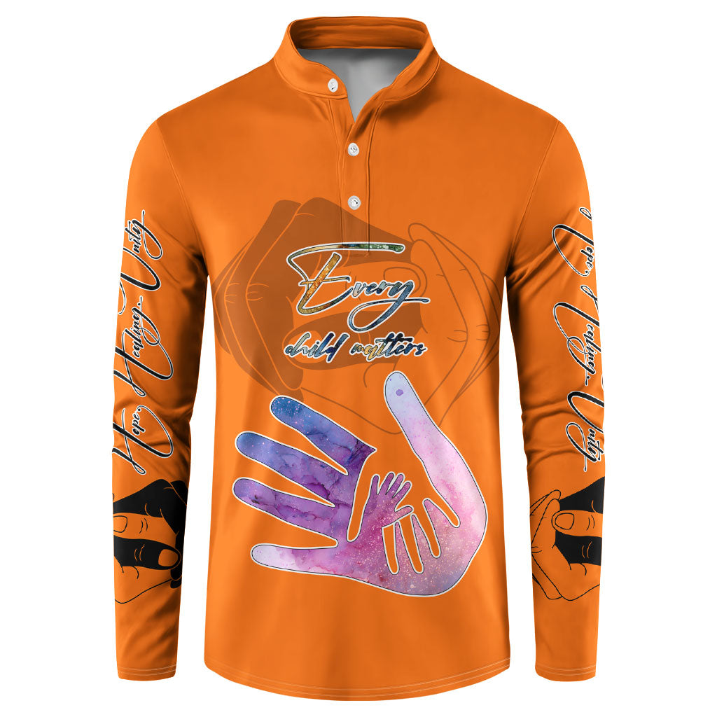 Personalized Orange Shirt Day Button Sweatshirt Watercolor Handprint Butterfly