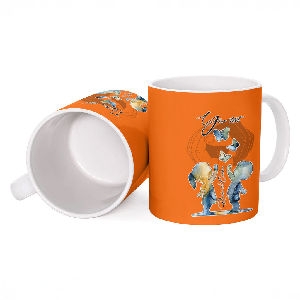 Personalized Orange Shirt Day Ceramic Mug Watercolor Handprint Butterfly