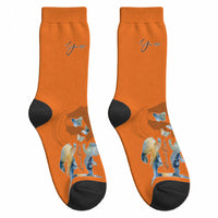 Personalized Orange Shirt Day Crew Socks Watercolor Handprint Butterfly