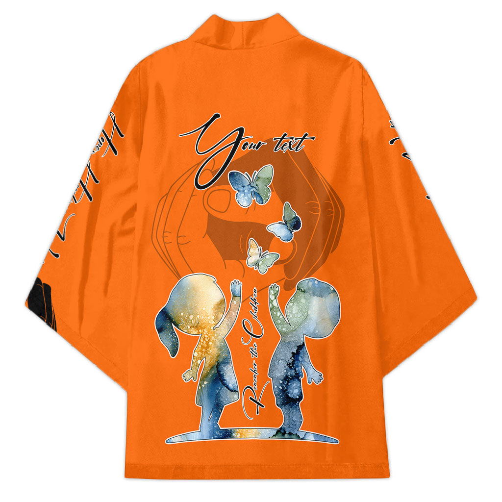 Personalized Orange Shirt Day Kimono Watercolor Handprint Butterfly