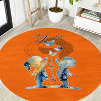 Personalized Orange Shirt Day Round Carpet Watercolor Handprint Butterfly
