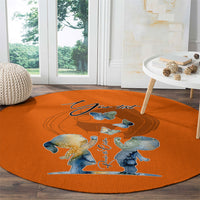 Personalized Orange Shirt Day Round Carpet Watercolor Handprint Butterfly