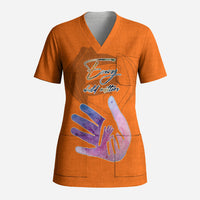 Personalized Orange Shirt Day Scrub Top Watercolor Handprint Butterfly