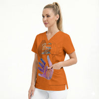 Personalized Orange Shirt Day Scrub Top Watercolor Handprint Butterfly