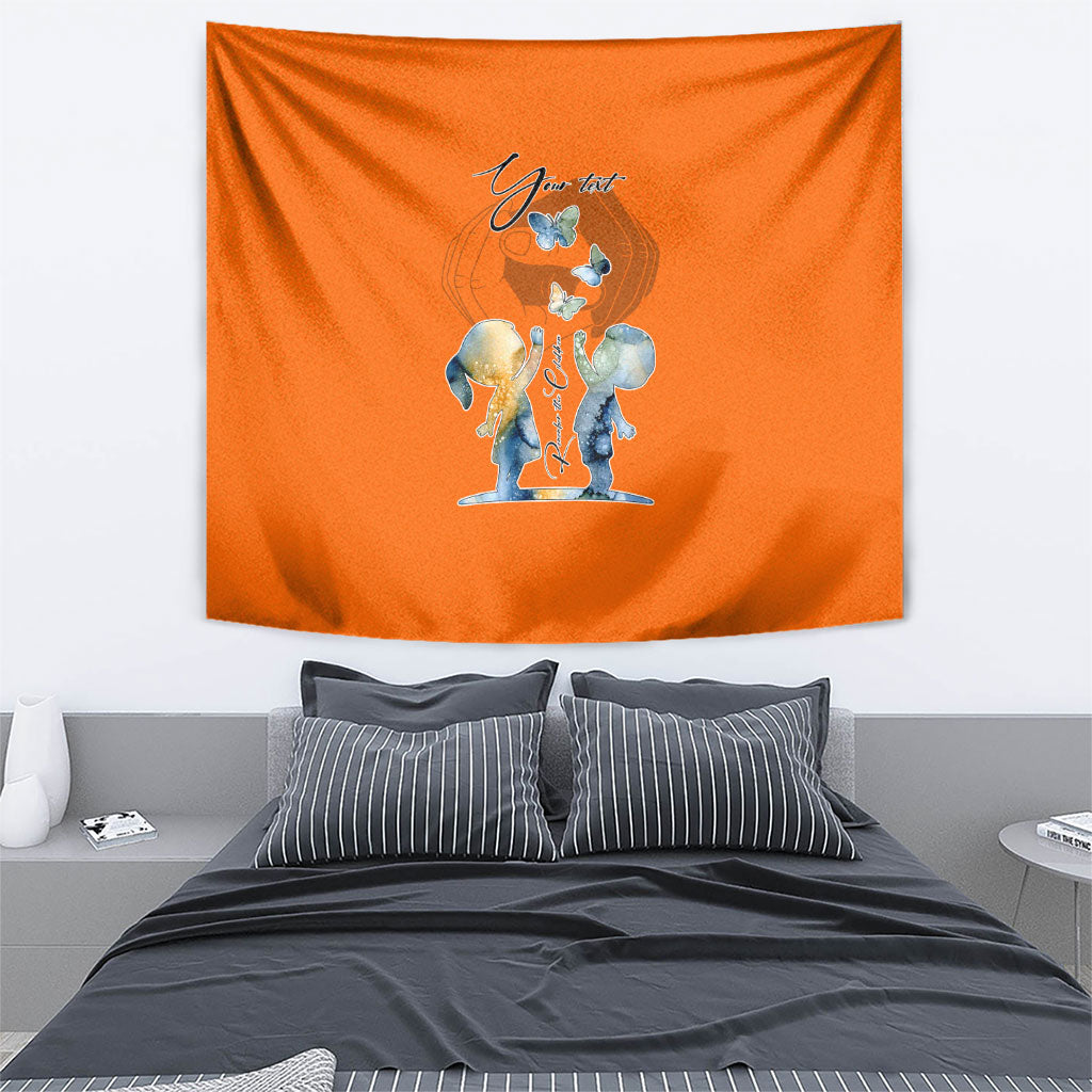 Personalized Orange Shirt Day Tapestry Watercolor Handprint Butterfly