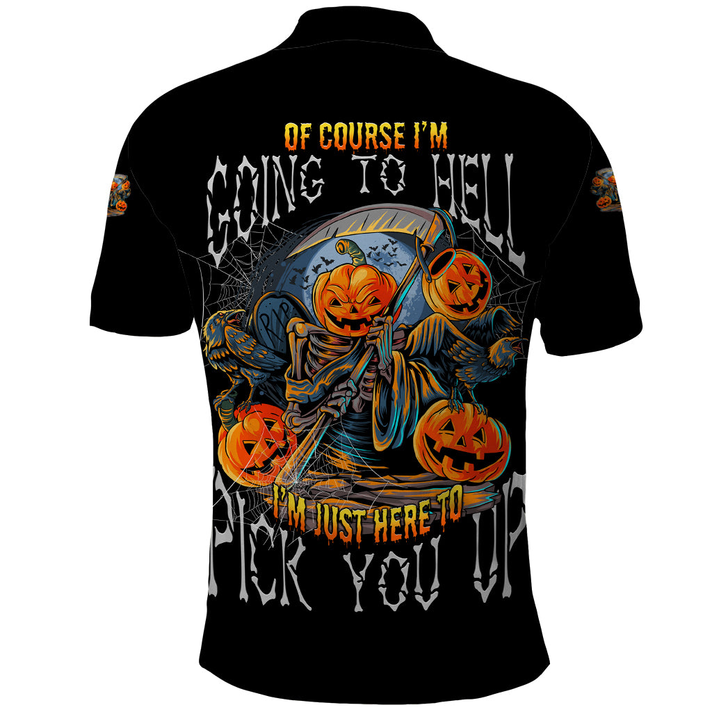 Of Course I'm Going To Hell Skull Pumpkin Halloween Polo Shirt - Wonder Print Shop