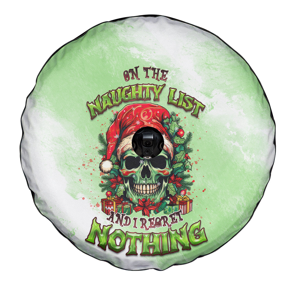 On The Naughty List Skull Christmas Spare Tire Cover - Wonder Print Shop