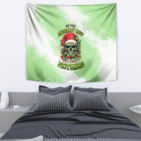 Green Christmas tapestry with skull in Santa hat and 'Nothing' text