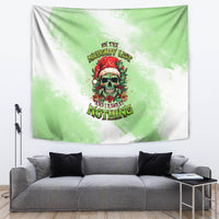 Green Christmas tapestry featuring skull Santa with 'Naughty List' and 'Nothing'