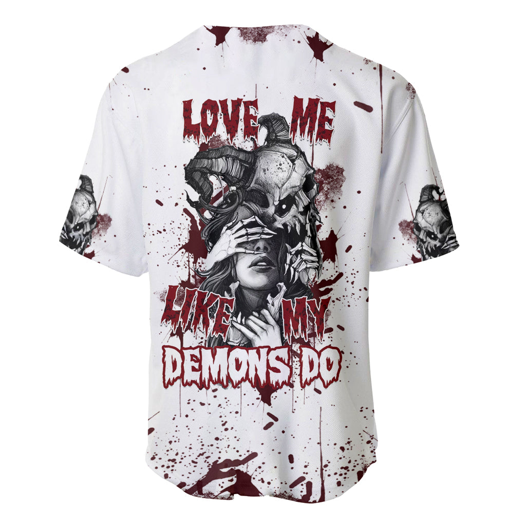 Love Me Like My Demons Do Skull Baseball Jersey - Wonder Print Shop