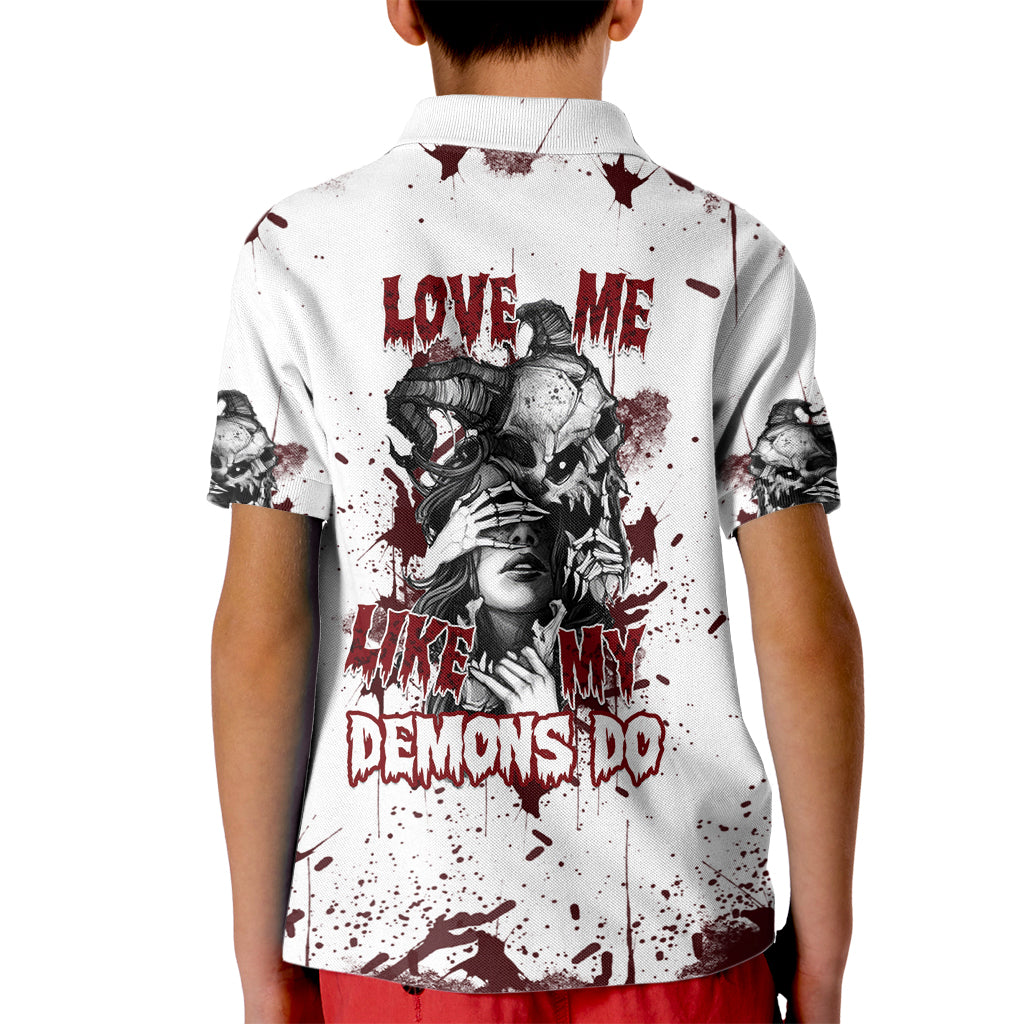 Love Me Like My Demons Do Skull Kid Polo Shirt - Wonder Print Shop