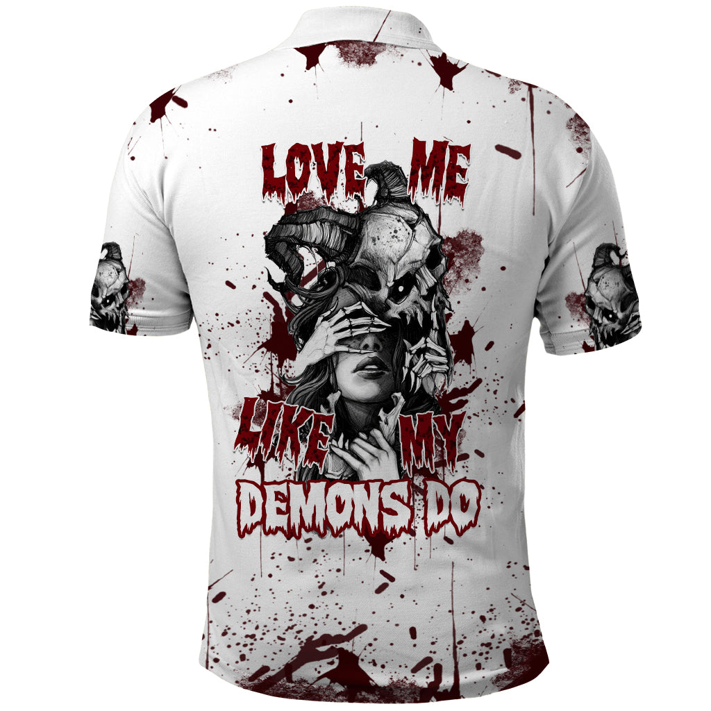 Love Me Like My Demons Do Skull Polo Shirt - Wonder Print Shop