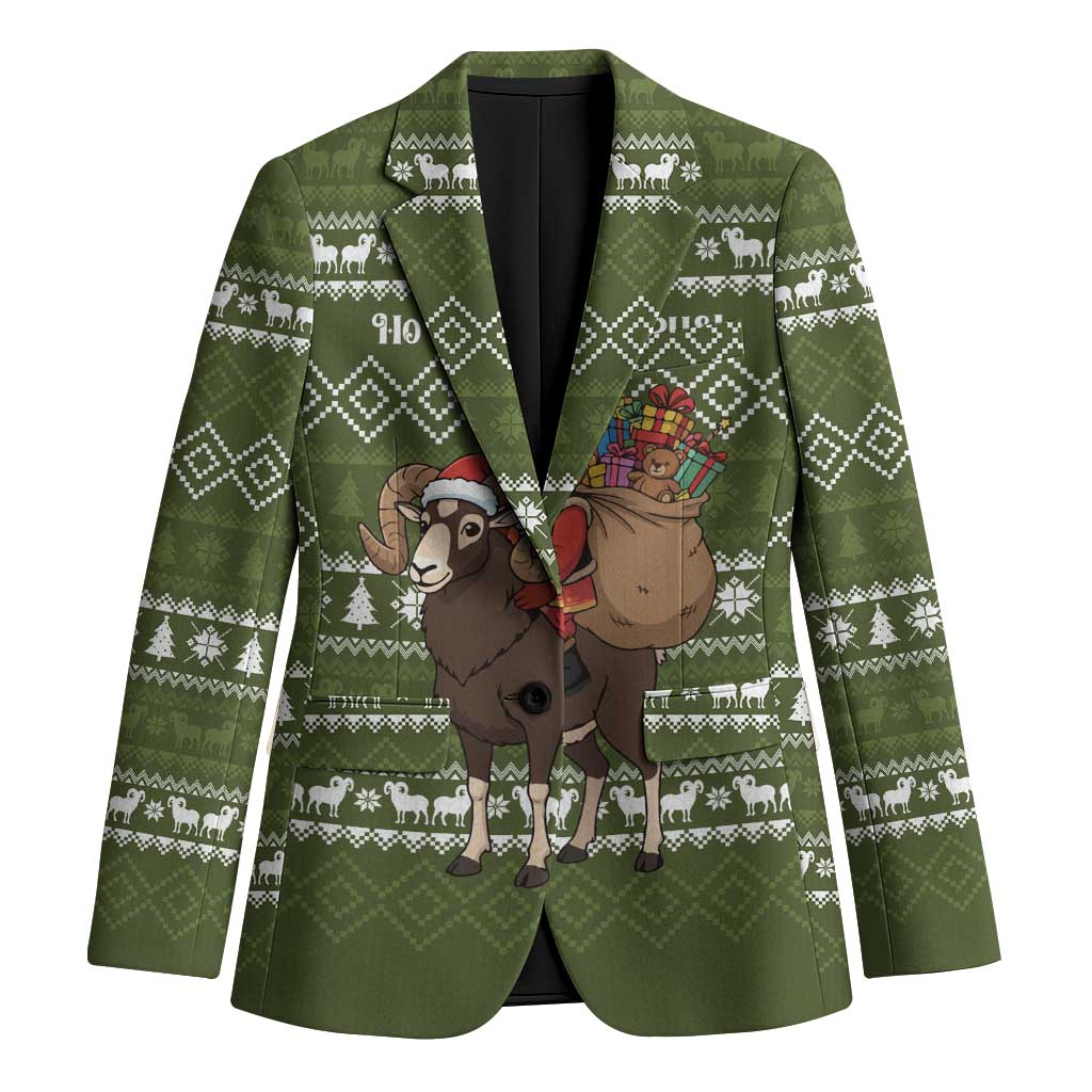 Cyprus Christmas Blazer with Santa Riding Ram Ho Ho Holy Cyprus Text and Green Holiday - Wonder Print Shop