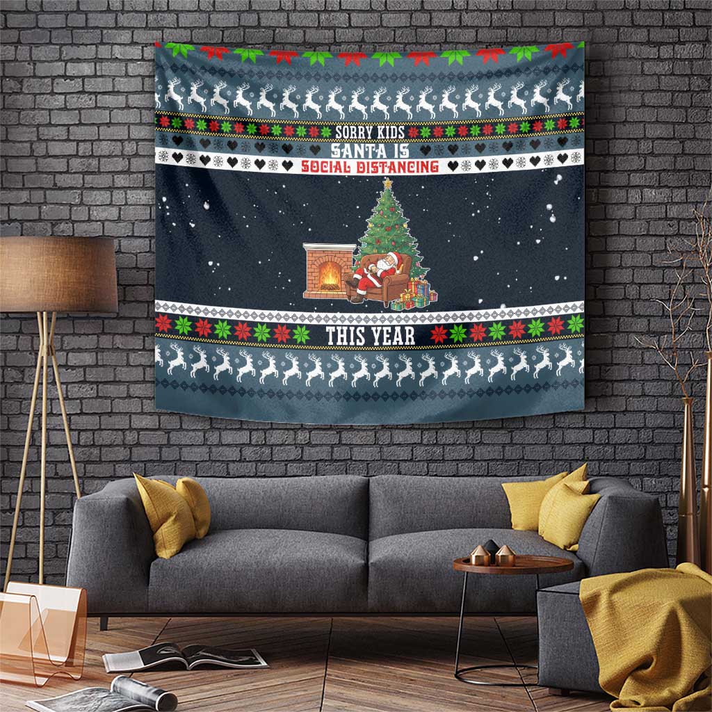 Sorry Kids Santa Is Social Distancing This Year Christmas Tapestry Xmas Holiday Patterns - Wonder Print Shop