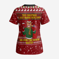 Spend Time With My Mastiff Christmas Scrub Top Xmas Holiday Patterns - Wonder Print Shop