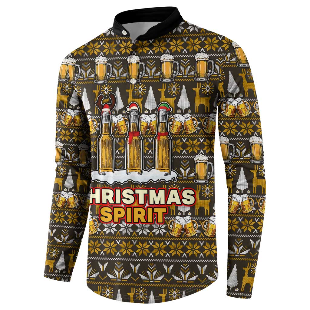 Spirit Beer Christmas Button Sweatshirt Xmas Holiday Patterns - Wonder Print Shop