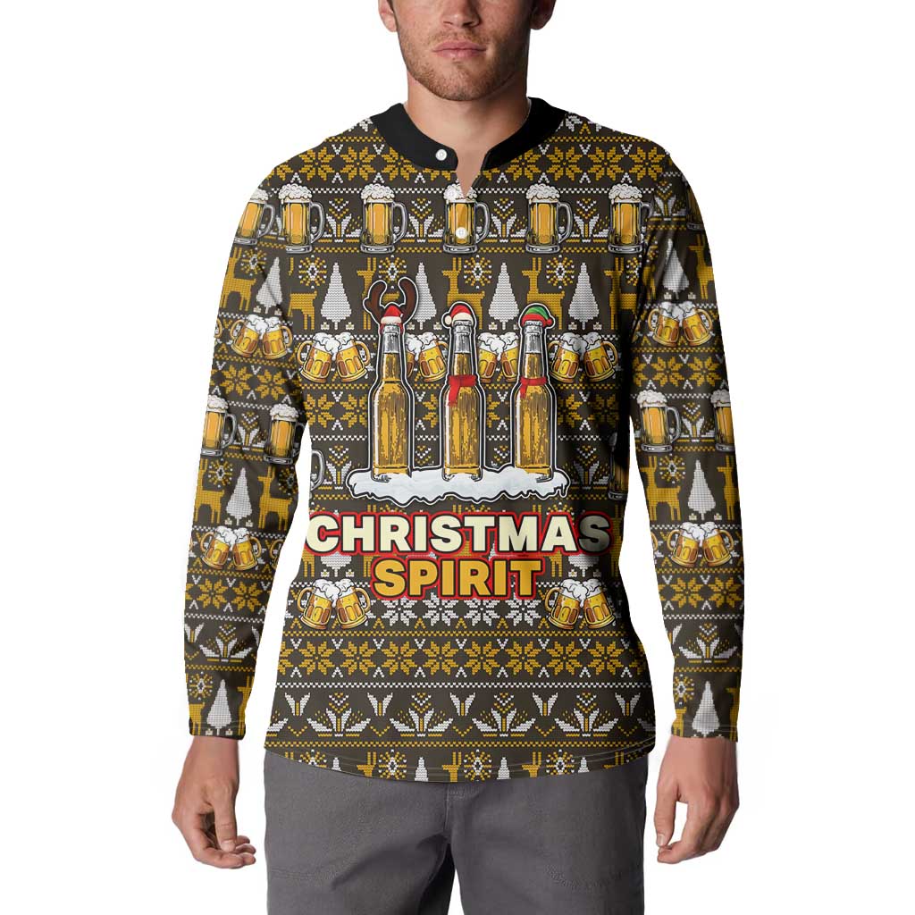 Spirit Beer Christmas Button Sweatshirt Xmas Holiday Patterns - Wonder Print Shop