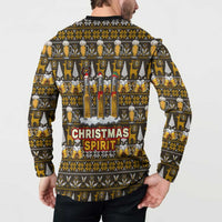Spirit Beer Christmas Button Sweatshirt Xmas Holiday Patterns - Wonder Print Shop