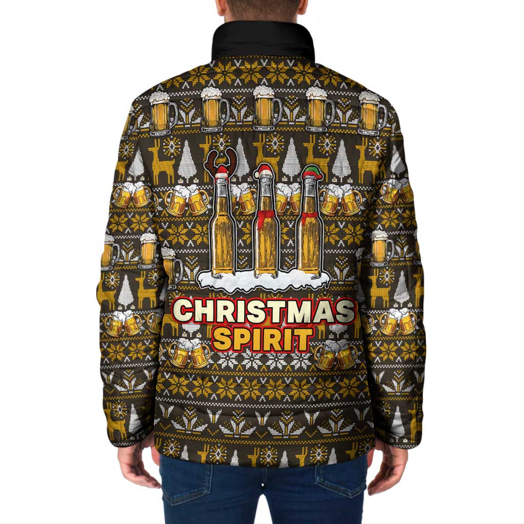 Spirit Beer Christmas Padded Jacket Xmas Holiday Patterns - Wonder Print Shop