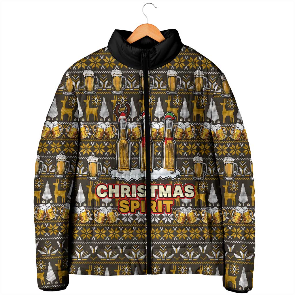 Spirit Beer Christmas Padded Jacket Xmas Holiday Patterns - Wonder Print Shop