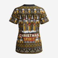 Spirit Beer Christmas Scrub Top Xmas Holiday Patterns - Wonder Print Shop