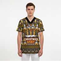 Spirit Beer Christmas Scrub Top Xmas Holiday Patterns - Wonder Print Shop