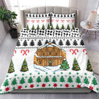 Jordan Christmas Bedding Set with Petra Monastery Snow Christmas Trees and Candy Cane Pattern - Wonder Print Shop