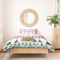Jordan Christmas Bedding Set with Petra Monastery Snow Christmas Trees and Candy Cane Pattern - Wonder Print Shop