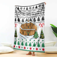 Jordan Christmas Blanket with Petra Monastery Snow Christmas Trees and Candy Cane Pattern - Wonder Print Shop