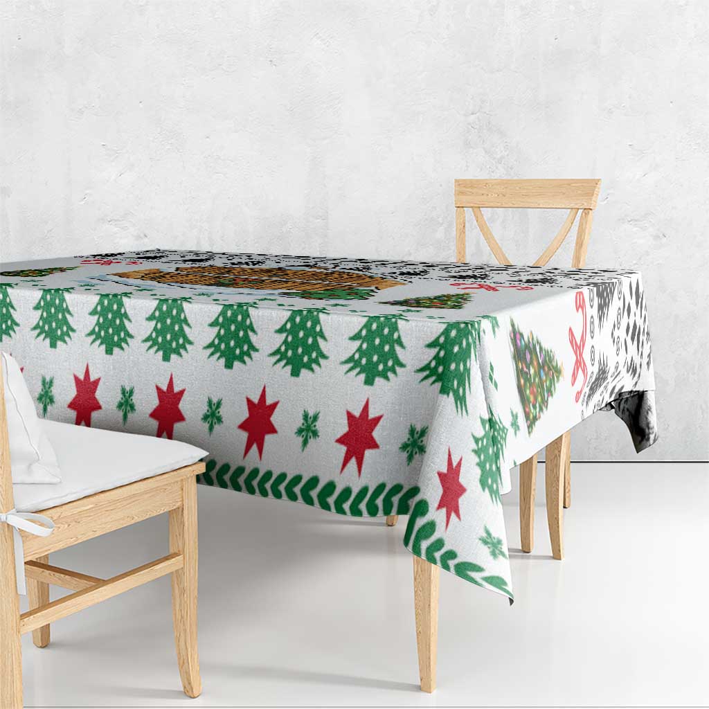 Jordan Christmas Tablecloth with Petra Monastery Snow Christmas Trees and Candy Cane Pattern - Wonder Print Shop
