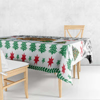 Jordan Christmas Tablecloth with Petra Monastery Snow Christmas Trees and Candy Cane Pattern - Wonder Print Shop