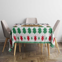 Jordan Christmas Tablecloth with Petra Monastery Snow Christmas Trees and Candy Cane Pattern - Wonder Print Shop