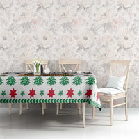 Jordan Christmas Tablecloth with Petra Monastery Snow Christmas Trees and Candy Cane Pattern - Wonder Print Shop