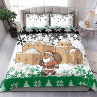 Jordan Christmas Bedding Set with Santa Snow Village Green and Black Snowflake Tree Pattern - Wonder Print Shop