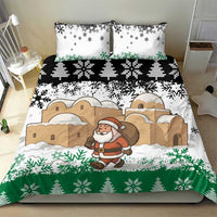 Jordan Christmas Bedding Set with Santa Snow Village Green and Black Snowflake Tree Pattern - Wonder Print Shop