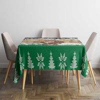 Jordan Christmas Tablecloth with Santa Snow Village Green and Black Snowflake Tree Pattern - Wonder Print Shop