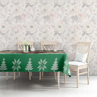 Jordan Christmas Tablecloth with Santa Snow Village Green and Black Snowflake Tree Pattern - Wonder Print Shop