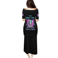 Black long dress with multicolor fairy sugar skull graphic on back