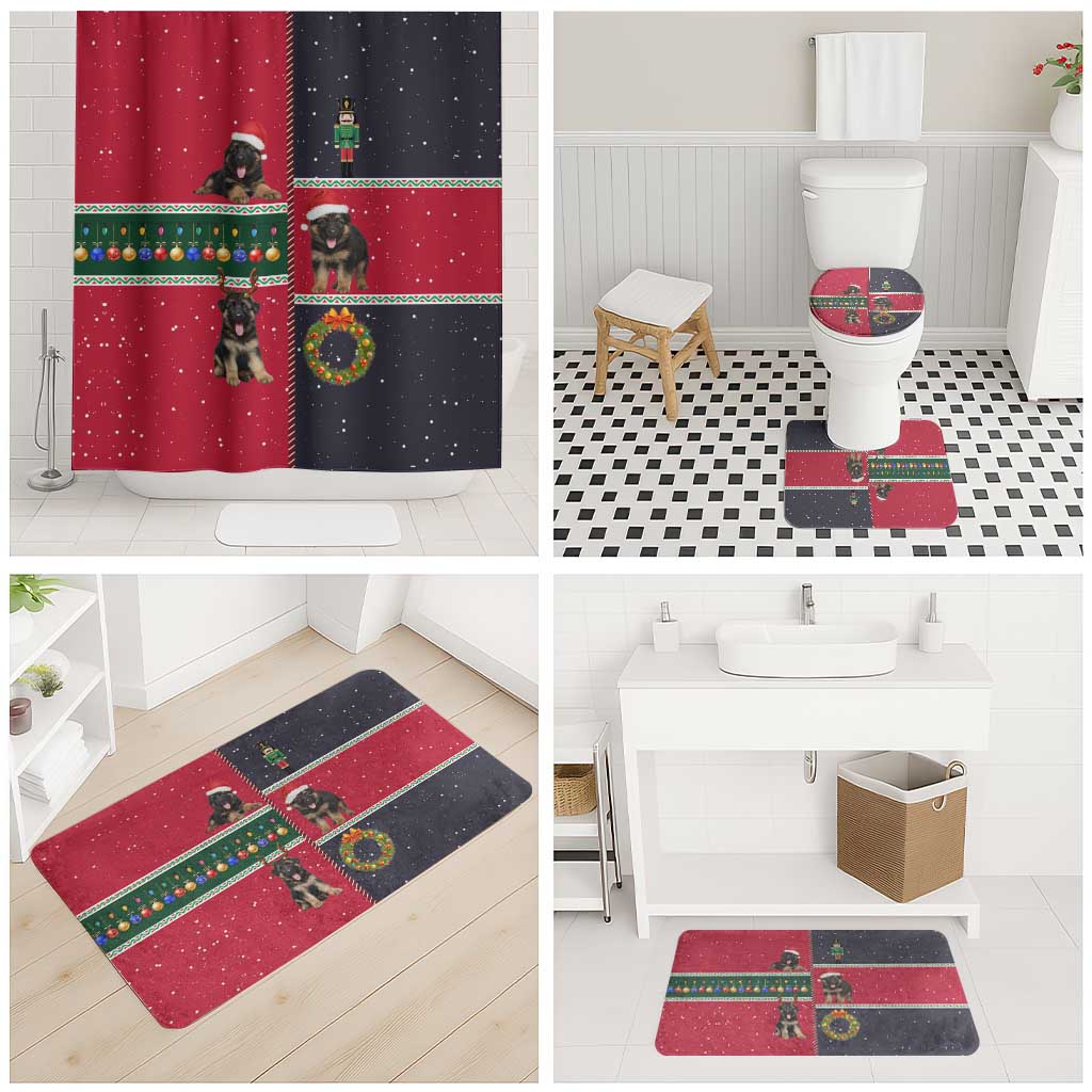 German Shepherd Puppy Christmas Bathroom Set with Ornaments Wreath and Nutcracker Design - Wonder Print Shop
