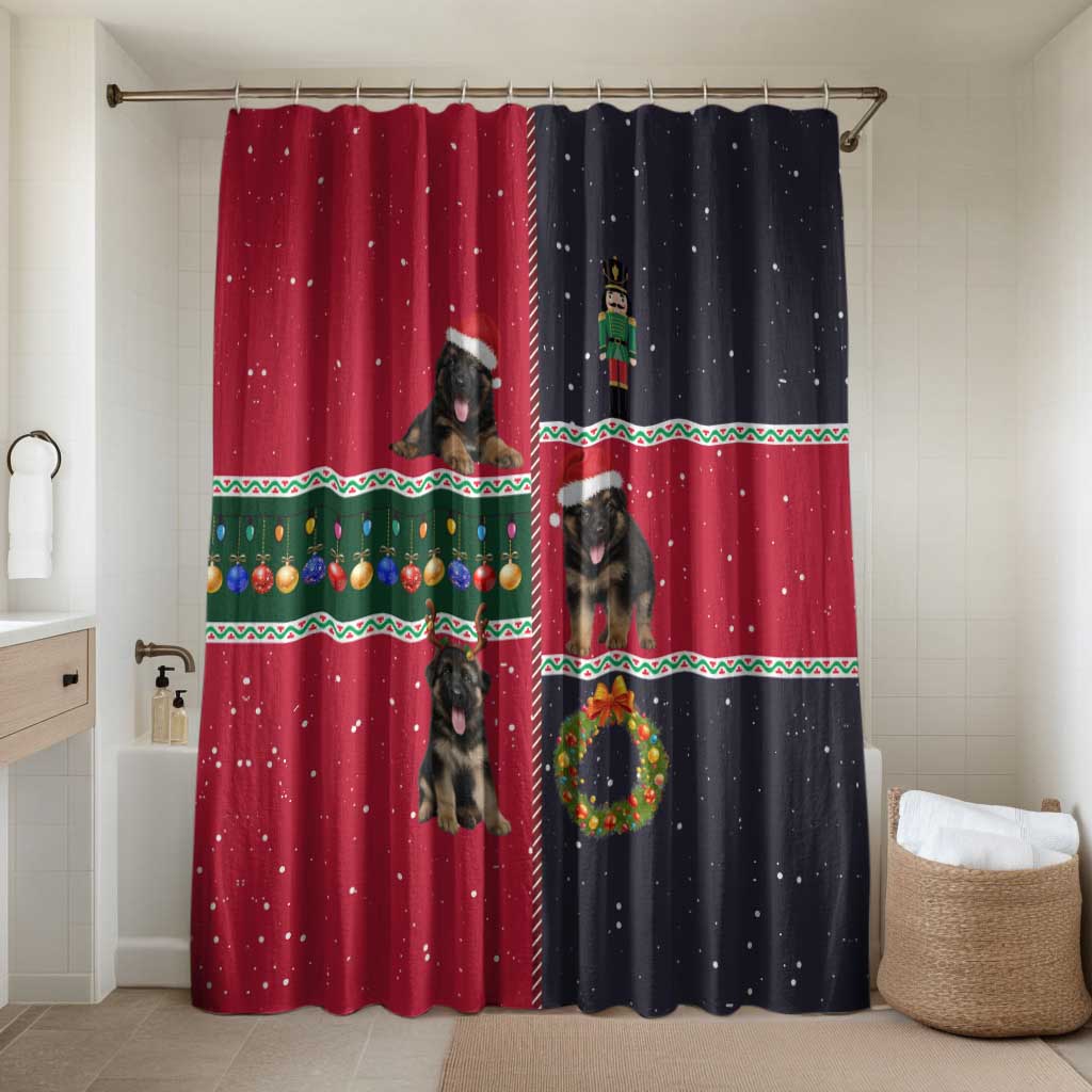 German Shepherd Puppy Christmas Bathroom Set with Ornaments Wreath and Nutcracker Design - Wonder Print Shop