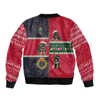 German Shepherd Puppy Christmas Bomber Jacket with Ornaments Wreath and Nutcracker Design - Wonder Print Shop