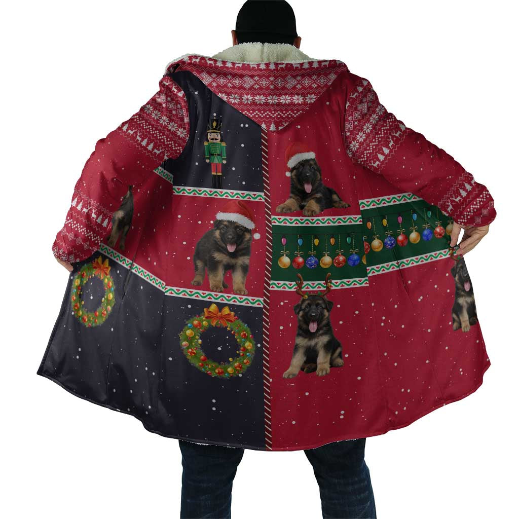 German Shepherd Puppy Christmas Cloak with Ornaments Wreath and Nutcracker Design - Wonder Print Shop