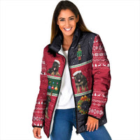 German Shepherd Puppy Christmas Padded Jacket with Ornaments Wreath and Nutcracker Design - Wonder Print Shop