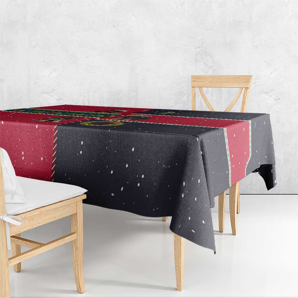German Shepherd Puppy Christmas Tablecloth with Ornaments Wreath and Nutcracker Design - Wonder Print Shop