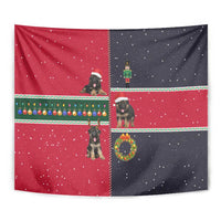 German Shepherd Puppy Christmas Tapestry with Ornaments Wreath and Nutcracker Design - Wonder Print Shop